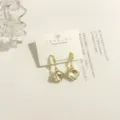 Quadratische Strass Ohrhänger 925er Silber Nadel Minimalistische Geometrische Ohrringe - Weiß
