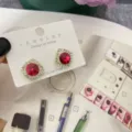 Viereckige Strass Zirkon Ohrringe süß bunte süße Schmuck Variante Design Display Artikel - Fuchsia