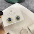 Viereckige Strass Blaue Kristall Ohrstecker S925 Silber Stift Elegante Damen Schmuck - Seeblau