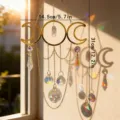 Goldener Dreifach Mond Sonnenfänger Fenster Hänge Kristall Prisma Regenbogen Dekor - Weißer Naturstein