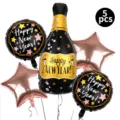 Ensemble de ballons en aluminium pour fête du Nouvel An 5 pcs bouteille champagne - Ensemble de Combinaison Nouvel An 1 / Set de 5 pièces