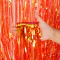 Rideau à franges brillant métallique fond pour mariage anniversaire fête déco détail - Rouge