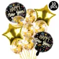 Set palloncini Capodanno foil coriandoli decorazione festa 10 pezzi per celebrazione. - Set combinato per Capodanno da 10 pezzi 2