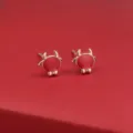 Rote Stier Ohrstecker 925er Silber Nadel süße kleine Tier Schmuck Geschenke für Damen und Mädchen - Kalb Rot