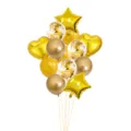 Dettaglio di palloncini coriandoli dorati con stelle e cuori in alluminio per feste. - Set Misto Oro