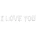 Ballons lettres en aluminium argente 16 pouces I LOVE YOU pour decoration de Saint Valentin - I LOVE YOU / Argent