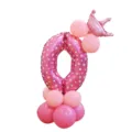 Kit de colonne de ballon en aluminium chiffre 0 d'anniversaire avec couronne rose et latex. - Colonne de ballons chiffre 0 rose imprimé 32 pouces