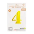 Vue détaillée de la carte d'emballage du ballon en feuille d'or numéro 4 de 40 pouces avec options. - Chiffre 4 / 40 Pouces / Or