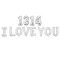 Ballons lettres en aluminium argente 16 pouces 1314 I LOVE YOU kit pour decoration mariage fete - 1314 I LOVE YOU / Argent