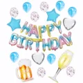 Set di palloncini per feste di compleanno con lettere happy birthday, coriandoli e bicchiere. - Set Compleanno Sfumato 2