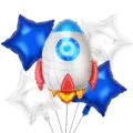 Dettagli del set di palloncini in alluminio a razzo e stelle per feste di compleanno bimbi. - Set razzo e stella