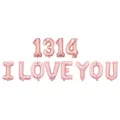 Set de ballons aluminium or rose 16 pouces lettres I LOVE YOU et chiffres 1314 pour deco de fete. - 1314 I LOVE YOU / Or rose