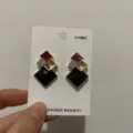 Geometrische Diamant Ohrringe für Damen mit 925er Silber Nadeln, stilvoller und eleganter Schmuck. - Rot & Schwarz