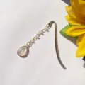 Metal bookmark with crystal beads teardrop pendant vintage style elegant reading accessory gift - Teardrop Pendants - Antique Silver
