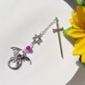 Metal dragon sword bookmark for book lovers, fantasy reading gift and graduation present. - Antique Silver