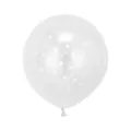 Primo piano dettagliato del palloncino in lattice trasparente con stelle bianche. - Palloncini in lattice trasparenti con stelle bianche
