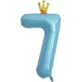 Ballon aluminium chiffre 7 bleu avec couronne dorée pour fête d'anniversaire et décoration. - Nombre 7 (Couronne Jointe) / L / Bleu