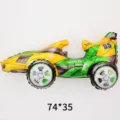 Ballon aluminium voiture de course pour décoration fête anniversaire, véhicule vert jaune. - Voiture de Course Formule Jaune Verte / 74x35cm