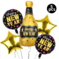 Kit de ballons du Nouvel An décoration de fête 5 pcs ballons en aluminium pour fêtes - Ensemble de Combinaison Nouvel An 5 / Set de 5 pièces