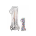 Ballon aluminium chiffre 1 argenté et kit cadre de remplissage de boules colorées déco. - Chiffre 1 / 65 Pouces