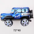 Blue off-road car foil balloon, 4x4 racing theme party decoration and kids toy. - Blue Jeep