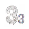 Ballon aluminium chiffre 3 et ensemble de décoration de ballons colorés pour anniversaire. - Chiffre 3 / 65 Pouces