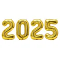 Kit de ballons en aluminium chiffres 2025 dorés, idéal pour décoration de fête du Nouvel An. - Ballons Numériques 2025 / 32 pouces / Or