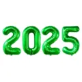 Détail en gros plan des ballons en aluminium verts formant 2025, parfaits pour le Nouvel An. - Vert