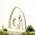 White Resin Nativity Scene Figurine Holy Family Tabletop Religious Decor Ornament SKU - Religious Family of Three Figurine