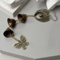 Ciondolo carillon vento in lega bronzo retrò con ali d'angelo farfalla campanelli. - Decorazione farfalla con 3 campanelli (catena d'argento)