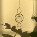 Geometric crystal suncatcher hanging pendant for window bedroom home decor aesthetic - Three Irregular Circles / Gold