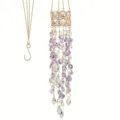 Crystal suncatcher wind chime hanging decor for window and wall, purple bead pendant. - Purple