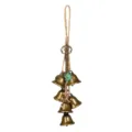 Vintage bronze witch wind chime with jute rope hanging bells and key decoration for home door. - Hemp Rope Blue Sun