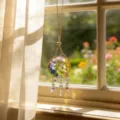 Crystal glass hanging suncatcher ornament for window and garden decor with colorful design. - Colorful 40cm Ice Crackle Ball