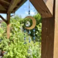 Crystal suncatcher hanging ornament with crescent moon, blue beads, and crystal balls. - Large Moon Starfish