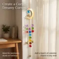 Handmade crystal moon wind chime with colorful beads for cozy bedroom wall hanging decor. - Large Moon Bells