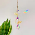 Gold crystal suncatcher butterfly hanging pendant prism rainbow maker window garden decor - Butterfly Teardrop / AB Color
