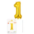Ballon aluminium chiffre 1 or 16 pouces décoration fête d'anniversaire avec emballage - Chiffre 1 / 16" / Or