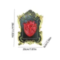 Retro gothic anatomical heart wall hanging with ornate gold frame resin decor for home. - White Heart Hanging Decor