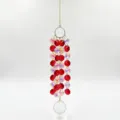 Detailed view of crystal suncatcher pendant, hanging beads and clear prism ball for window decor. - 20-Ball Circle Balloon Hoop / Yellow