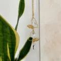 Gold butterfly crystal suncatcher pendant with prism rainbow maker for window garden decor - Butterfly Teardrop / Clear