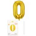 Ballon chiffre 0 dore 16 pouces avec carte d'emballage individuelle et paille pour fete. - Chiffre 0 / 16" / Or