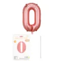 Ballon Aluminium Chiffre 0 Or Rose 16 Pouces Decoration Fete Anniversaire Carte Paille - Chiffre 0 / 16" / Or rose