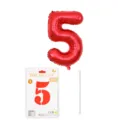 Ballon aluminium chiffre 5 rouge 16 pouces avec emballage en carton pour decoration de fete - Chiffre 5 / 16" / Rouge