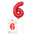 Ballon Aluminium Chiffre 6 Rouge avec Emballage pour Fête d'Anniversaire Décoration 16 Pouces - Chiffre 6 / 16" / Rouge