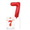 Ballon aluminium chiffre 7 rouge avec carte d'emballage et paille pour deco de fete 16po - Chiffre 7 / 16" / Rouge