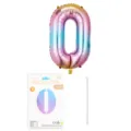 Ballon aluminium chiffre 0 degrade 16 pouces avec carte d'emballage pour fete. - Chiffre 0 / 16" / Dégradé
