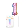 Set de Ballon Aluminium Numéro 1 Dégradé 16 Pouces avec Carte et Tige Fête Anniversaire - Chiffre 1 / 16" / Dégradé