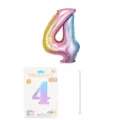 Ballon aluminium chiffre 4 dégradé avec emballage papier et paille pour fête d'anniversaire. - Chiffre 4 / 16" / Dégradé