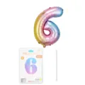 Ballon en aluminium degrade de 16 pouces chiffre 6 avec carte d emballage et paille pour fete - Chiffre 6 / 16" / Dégradé